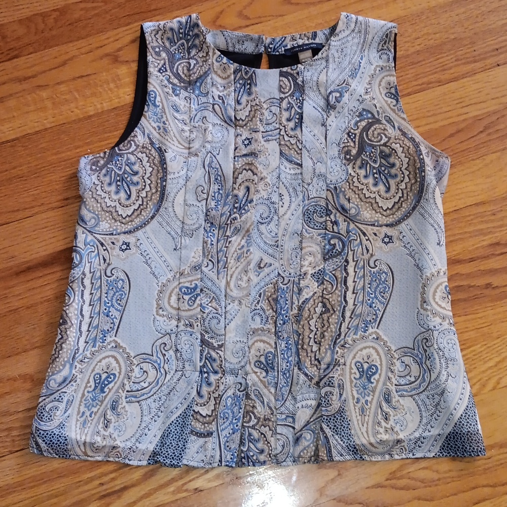 Tommy Hilfiger Paisley Pleat-Front Sleeveless Blouse ■ Size M